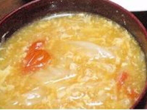 白菜トマト卵スープ（中華っぽい）